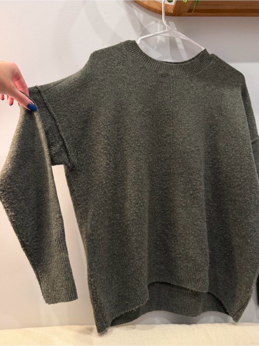 Vince Camuto Olive Green Oversized Crewneck Sweater XS